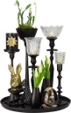 Ei zum Hängen 10 cm Glas schwarz marmoriert