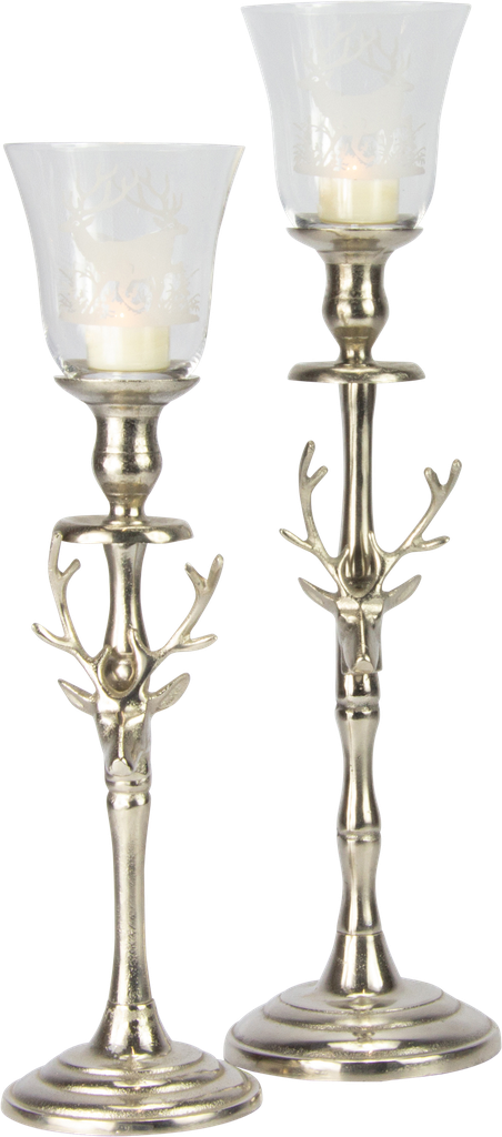 VENISON Kerzenständer 40 cm Metall antik-silber