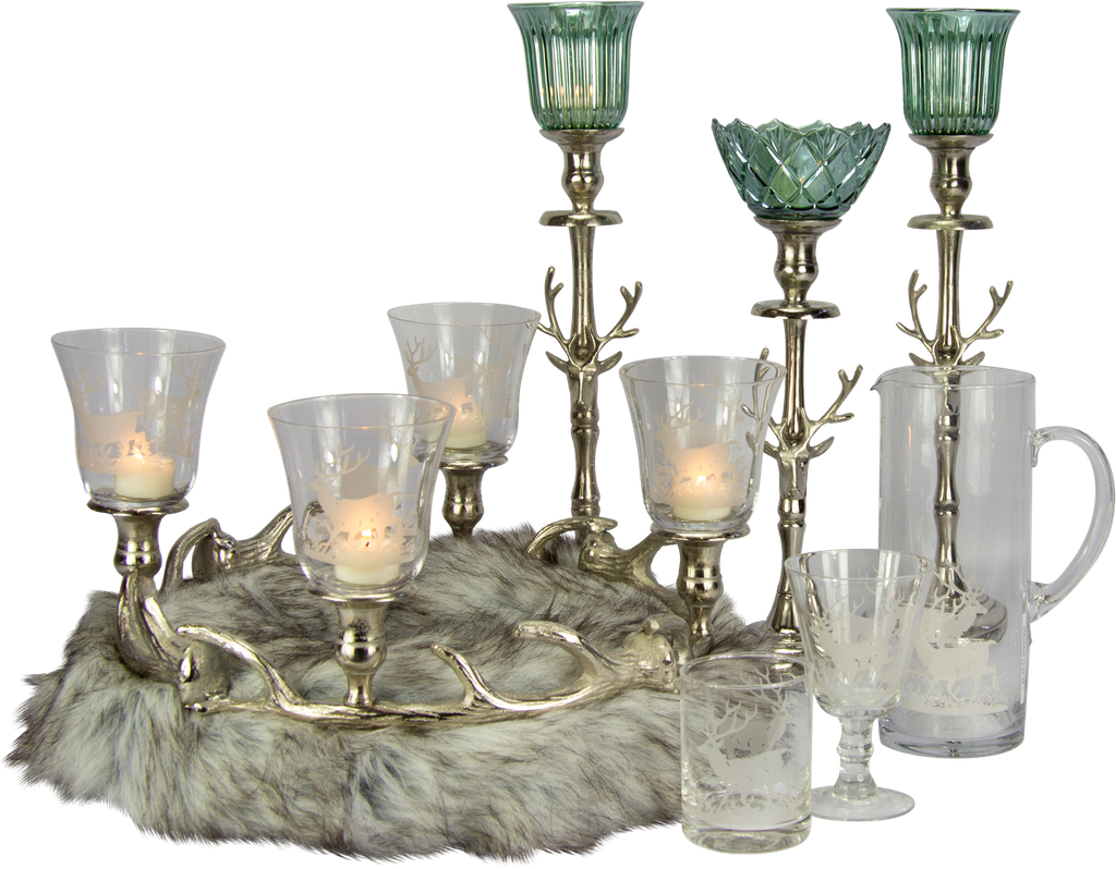 VENISON Kerzenständer 40 cm Metall antik-silber