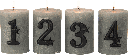 ADVENT Kerzenpin Zahlen 1-4 Set Metall schwarz