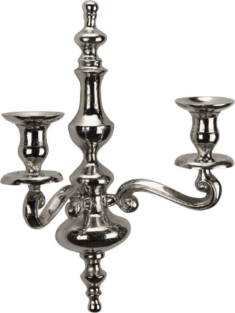 Wand-Kerzenleuchter 2-er 36 x 26 cm Metall antik-silber