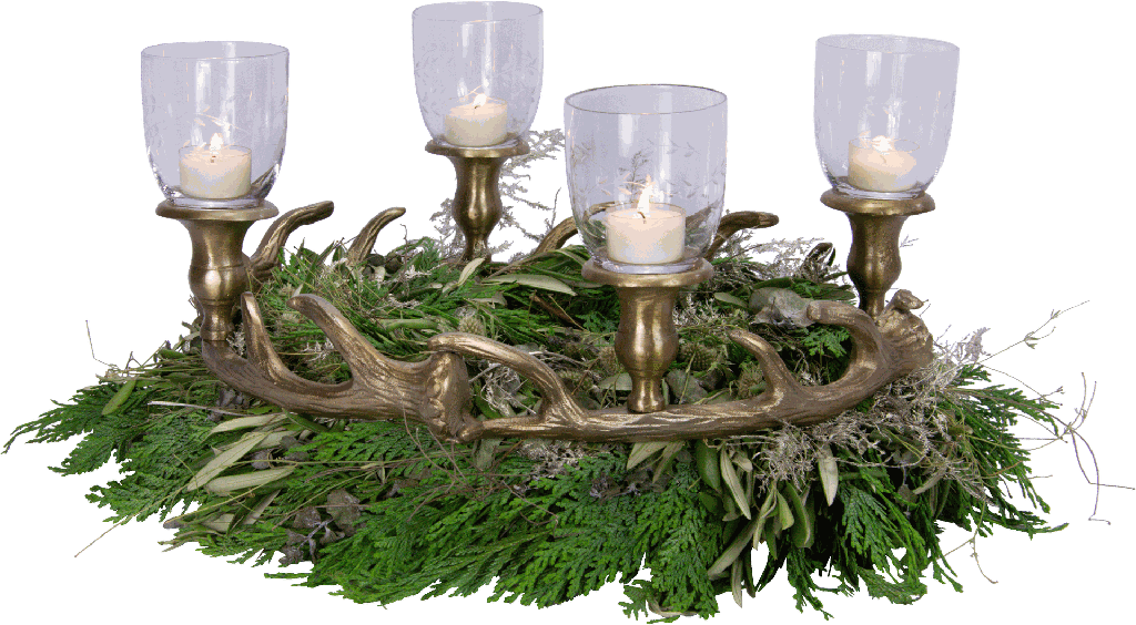 VENISON Adventskranz für Stabkerzen/Teelicht-Aufsatzgläser Ø 44 cm Metall messing