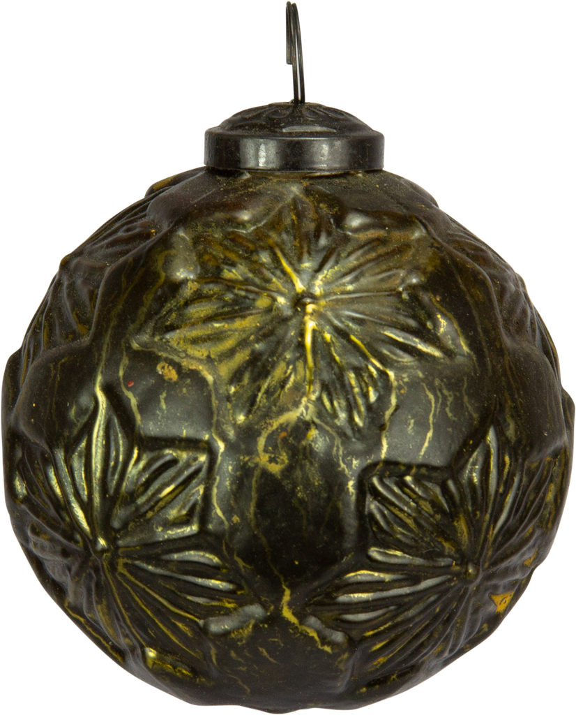 Kugel 10 cm Glas grün-gold