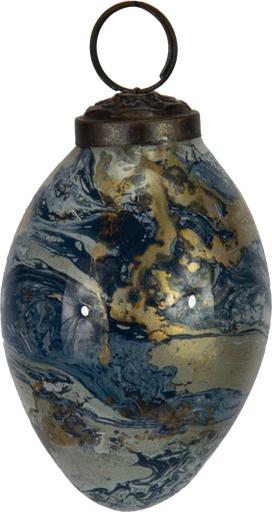 [23413A70] Ei zum Hängen 8 cm Glas schwarz marmoriert